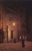 Aleksander Gierymski Street at night Sweden oil painting artist